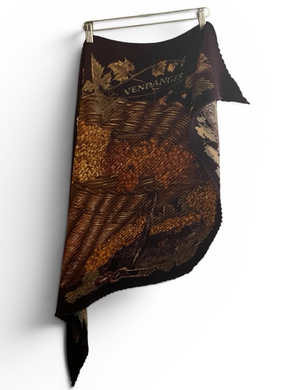 Hermès "Vendanges" (Harvest) silk scarf, specifically a Plissé (pleated) version